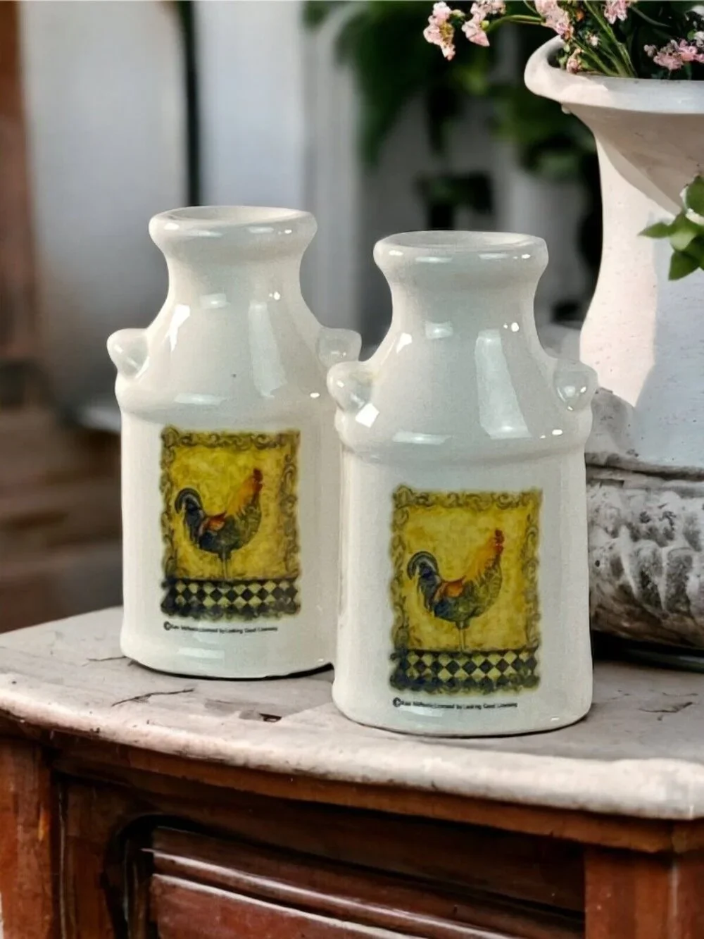 Vintage Rooster Salt & Pepper Shaker Set Ceramic Farmhouse Decor 3.5